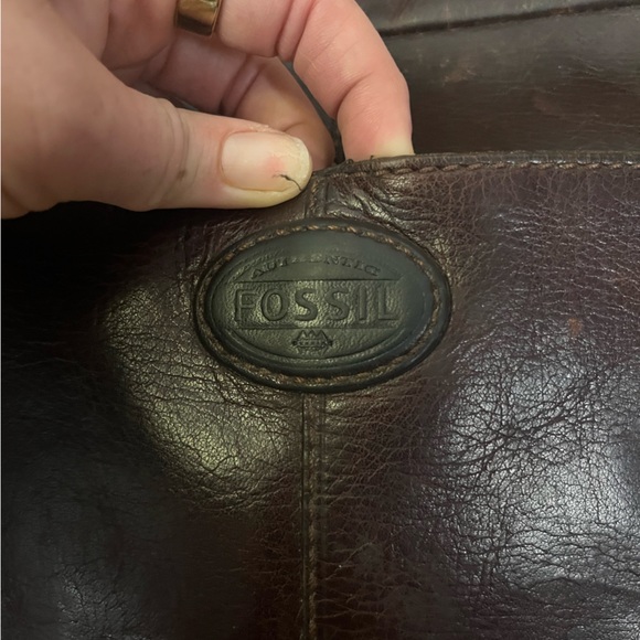 Fossil Vintage Dylan City Brown Leather Crossbody Satchel Bag Unisex - Picture 4 of 7